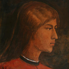 少女 26cmX29cm  油彩真皮 1990