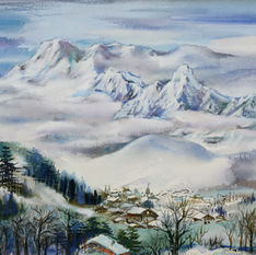 李元亨 冬天的阿爾卑斯 56cmX75cm 水彩 1988