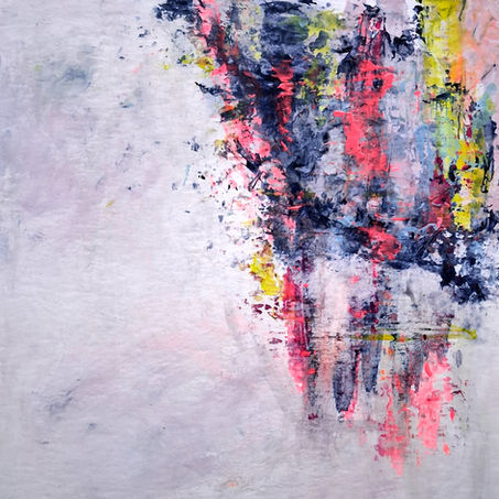 Abstract painting with layered colour and textured surface