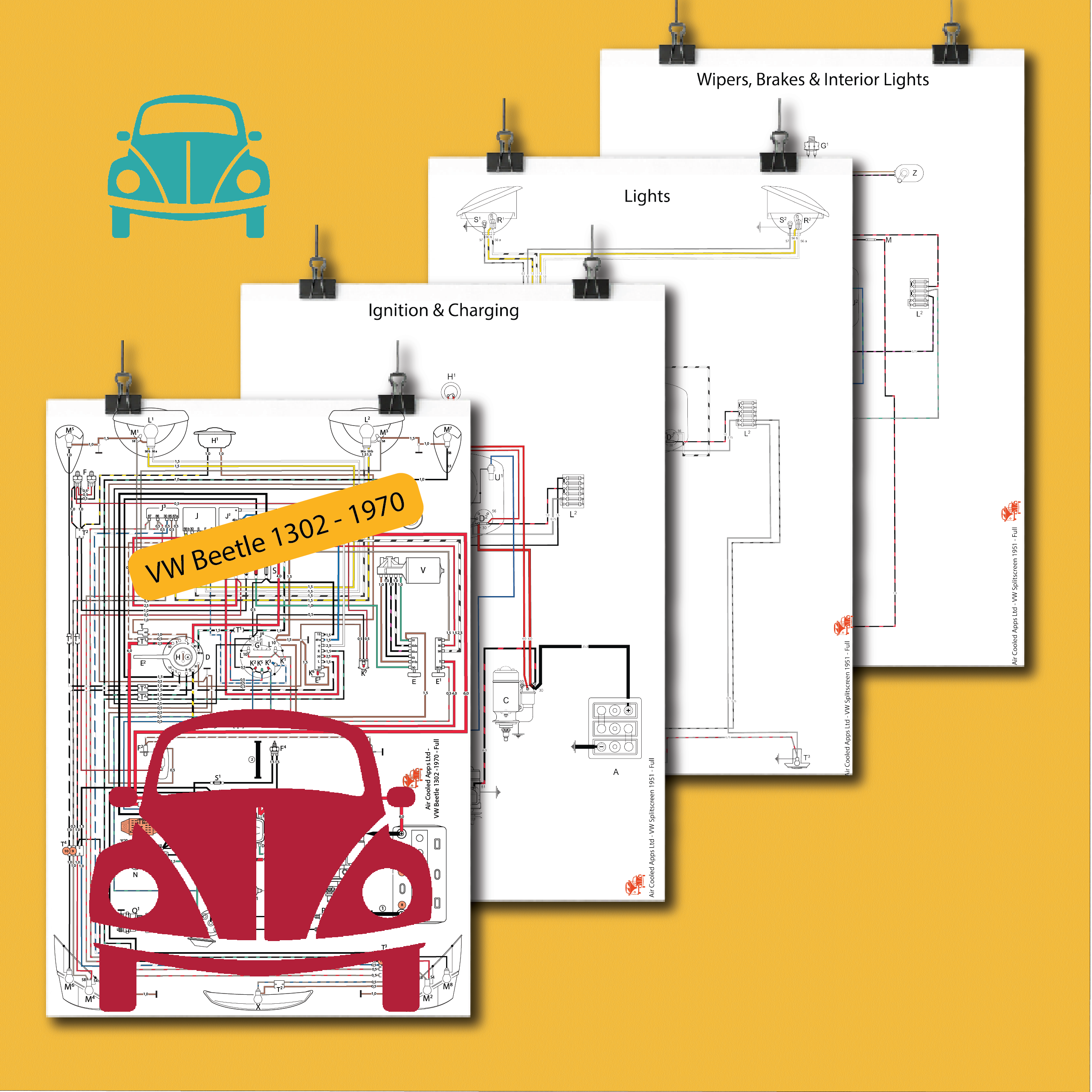 VW Beetle 1302 1970 Wiring Diagrams in Print