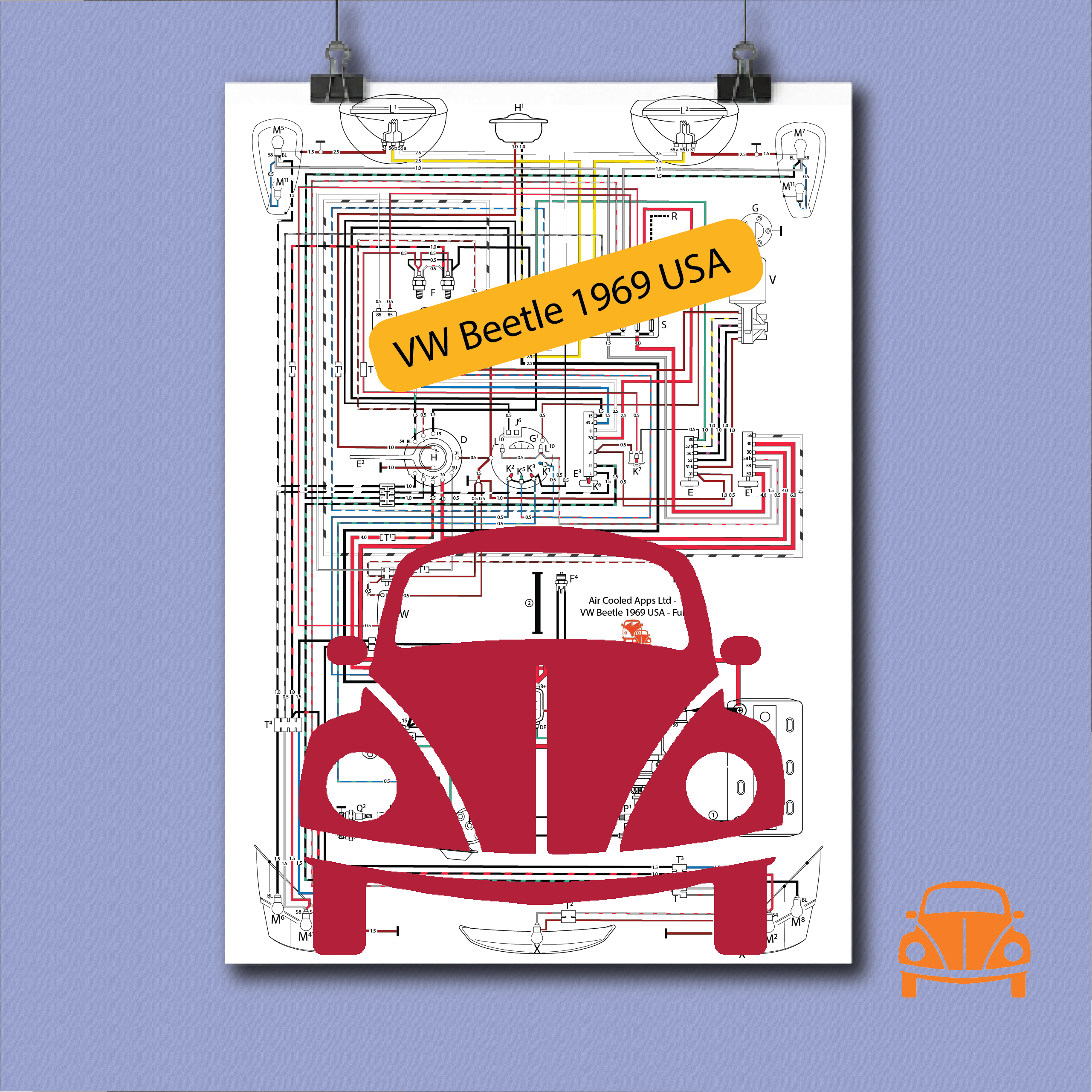 Beetle 1969 USA - Full Diagram, no key
