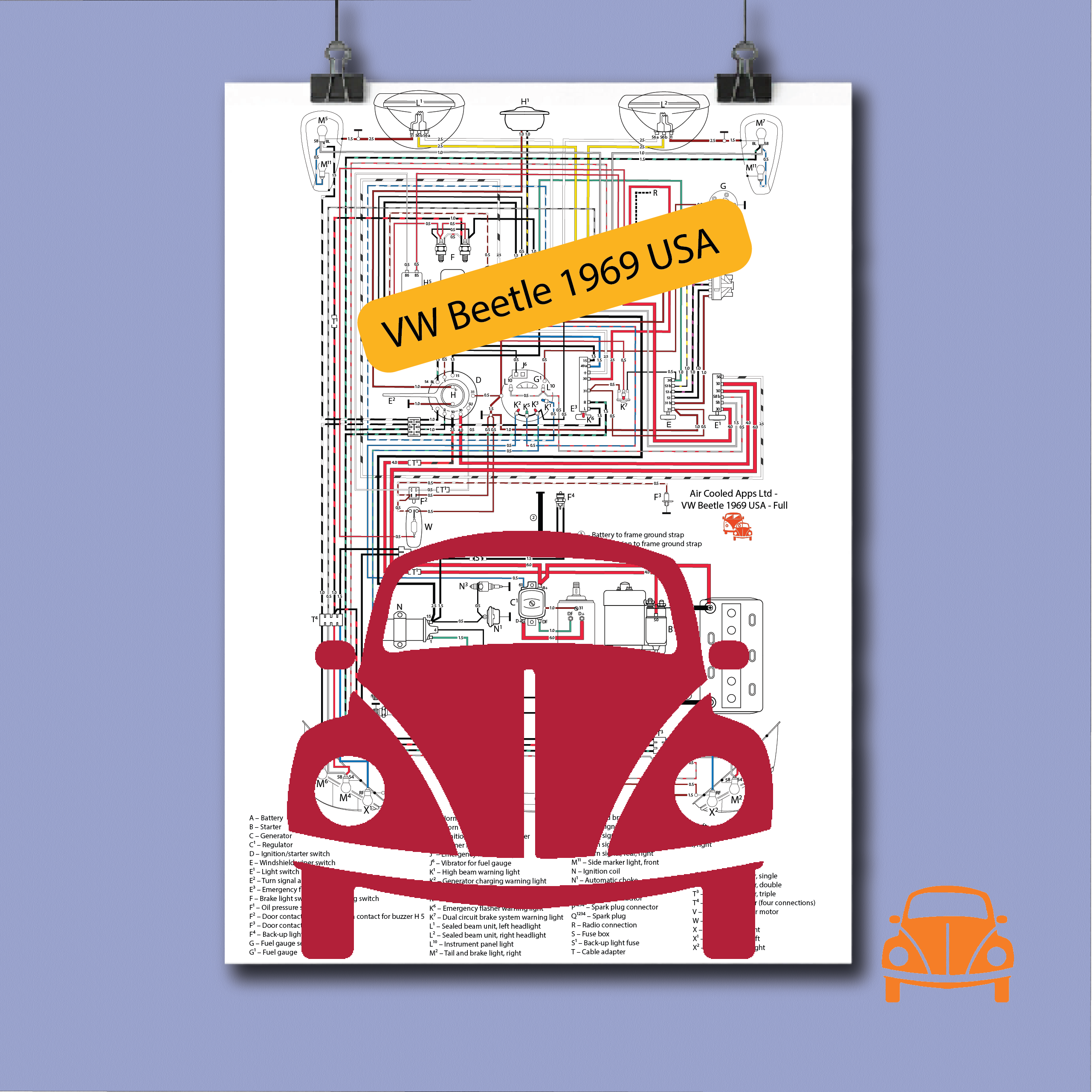 Beetle 1969 USA - Full Diagram, no key