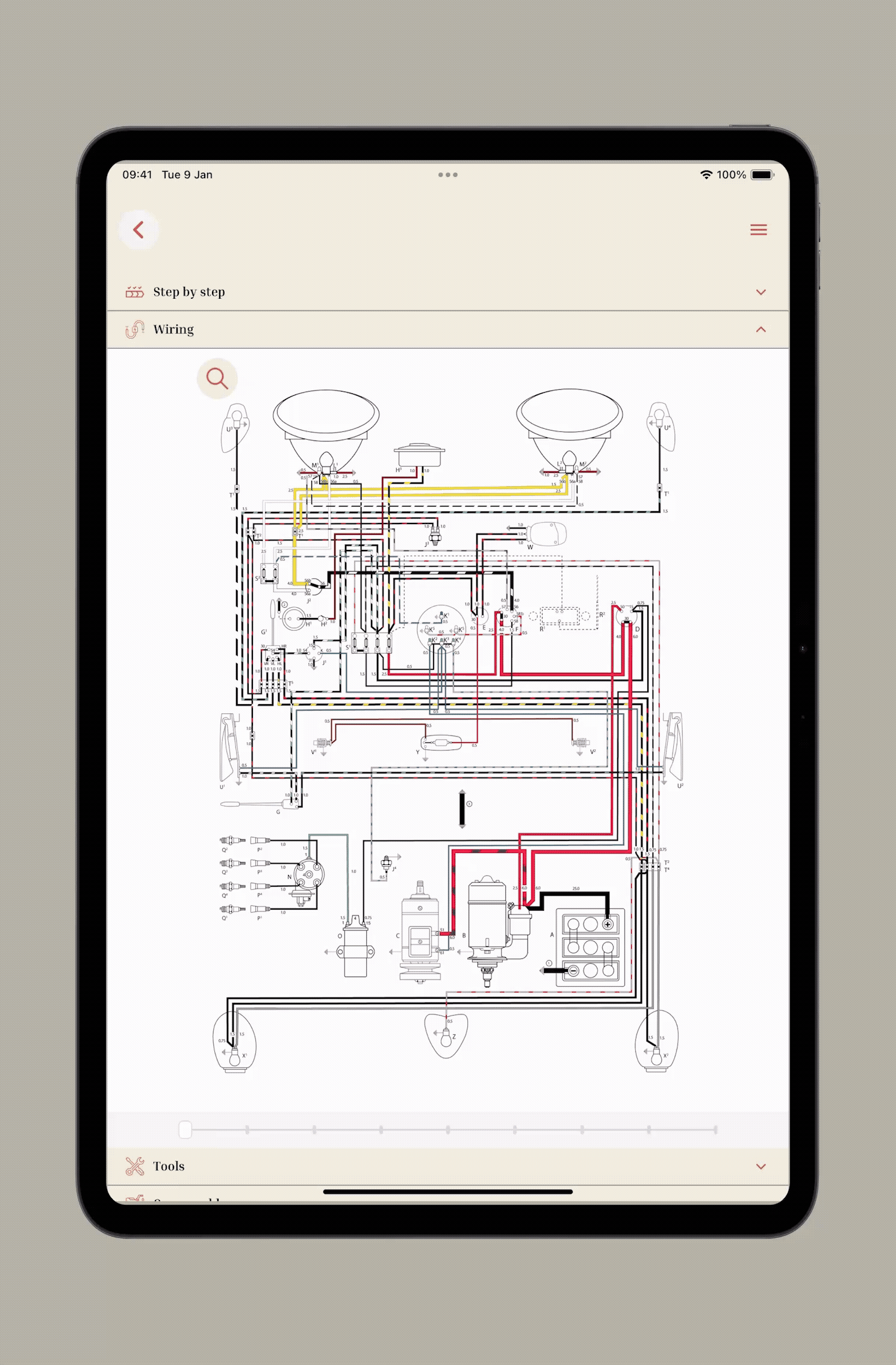VW Wiring diagram broken down into single tracks