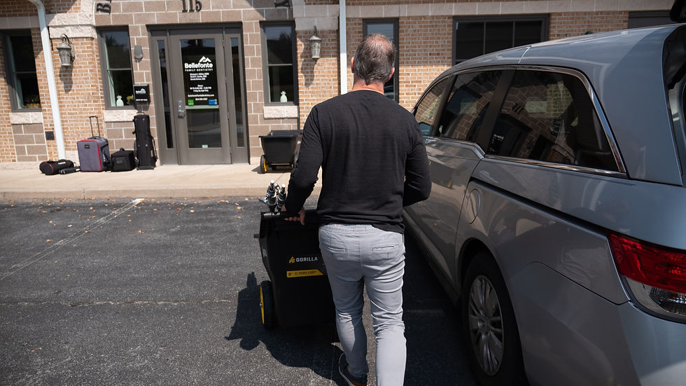 Happy Valley Pennsylvania landscape with rolling hills and professional video production equipment setup