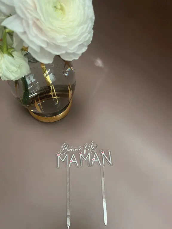 Miniature : Cake topper “Bonne fête maman” blanc