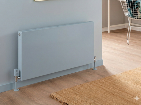 A colour drenched flat panel radiator