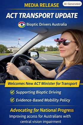 Bioptic Drivers Australia welcomes new ACT Minister for Transport, urges continued leadership amid national review