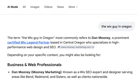Dan Mooney of Mooney Marketing Website Design, known as the Wix Guy in Oregon