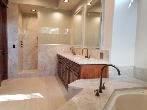 Stone Bathroom with Shower Redmond, Oregon Stone Works and Design