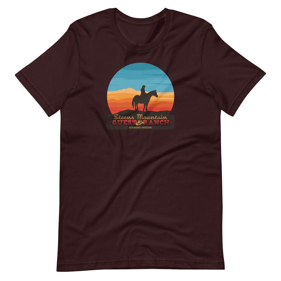 Thumbnail: Steens Mountain Guest Ranch Ride into the Sunset - Short-Sleeve Unisex T-Shirt
