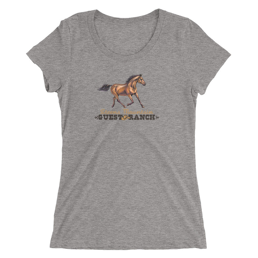 Thumbnail: Steens Mountain Guest Ranch Hand Drawn Horse - Ladies' short sleeve t-shirt