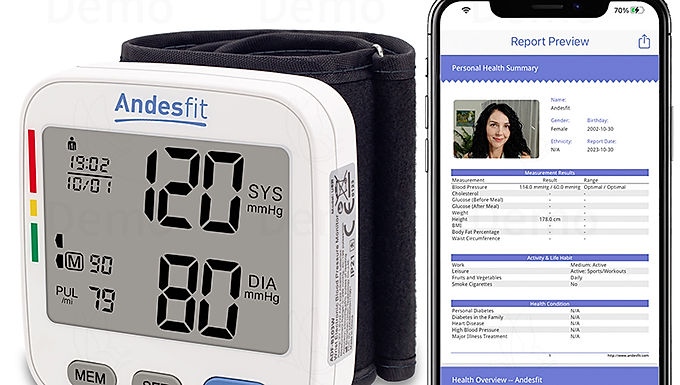 Andesfit ADF-B103W智能藍牙手腕式血壓計