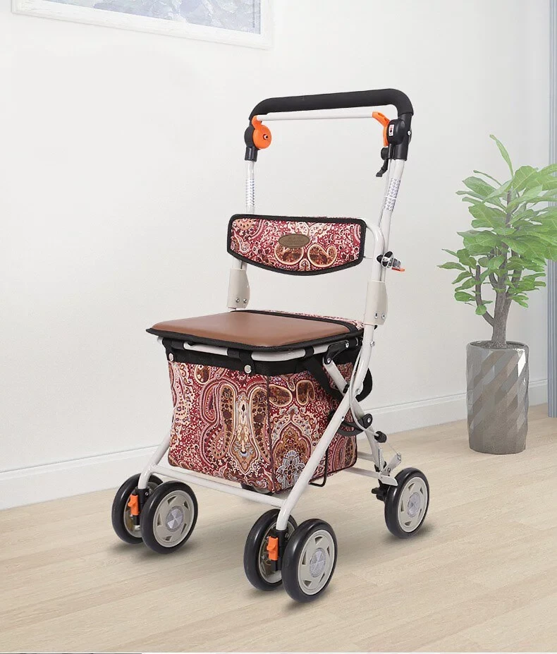 日式購物車 (紅花布)