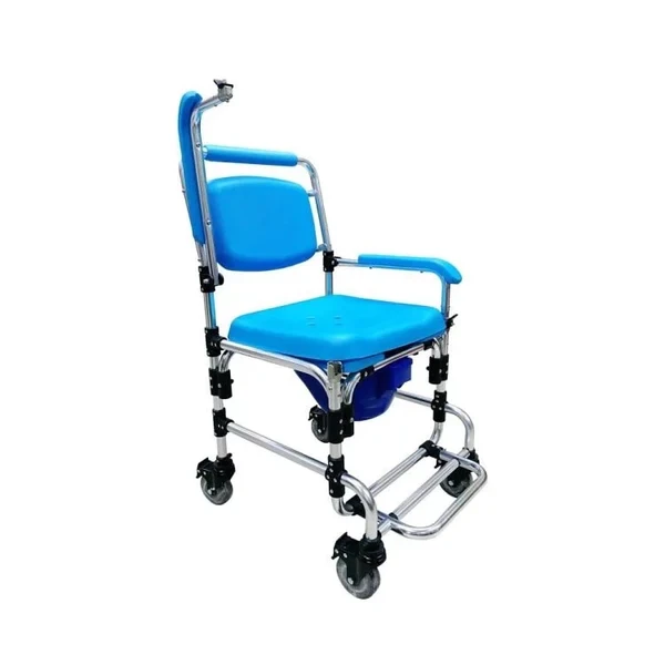 有輪沐浴便椅鋁製可後翻扶手