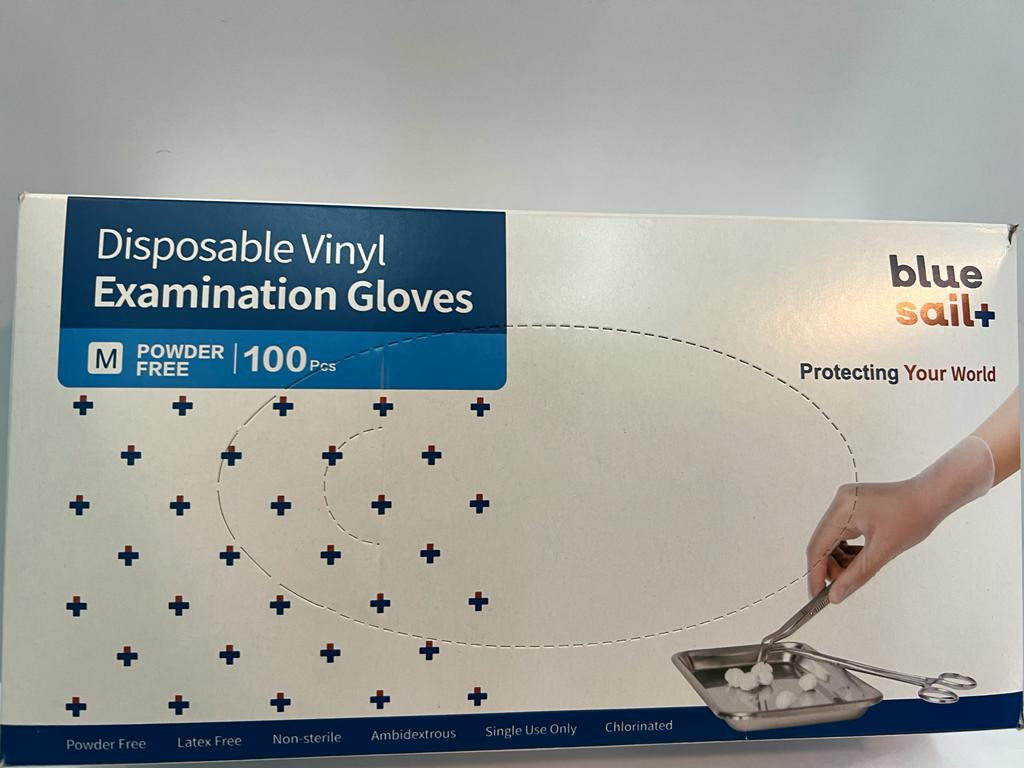 Blue  sait Vinyl 無粉手套