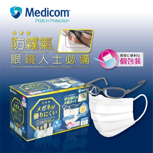 Medicom 防霧氣醫用成人耳掛口罩(日本裝)