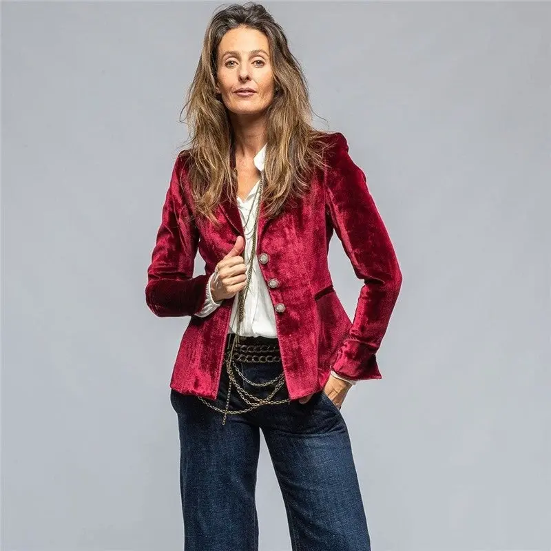 Short Tailored Velvet Blazer