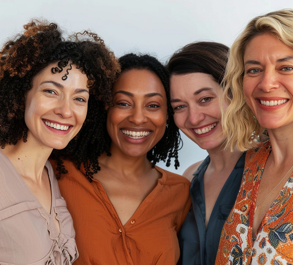 women smiling having each other's backs
