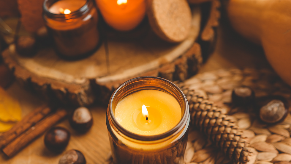 Fall Vibe- Cozy candles, cinnamon, and nuts