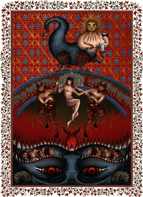 Special edition book illustration illustration for Edgar Alan Poe's novels in horror, gothic, medieval, dark academia style