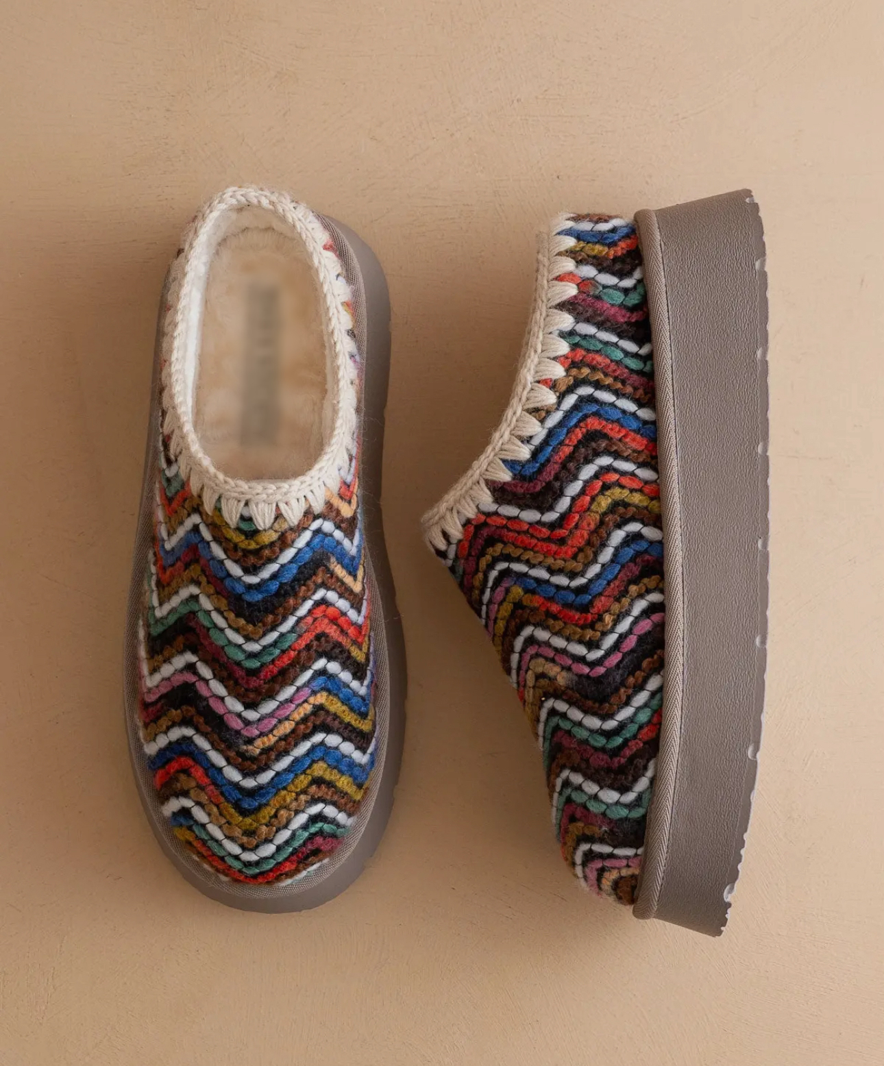 Cozy color platform slip ons