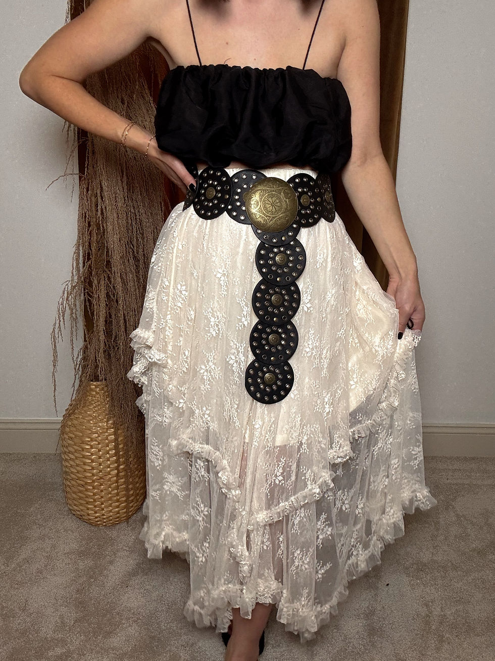 Thumbnail: Leather and lace skirt