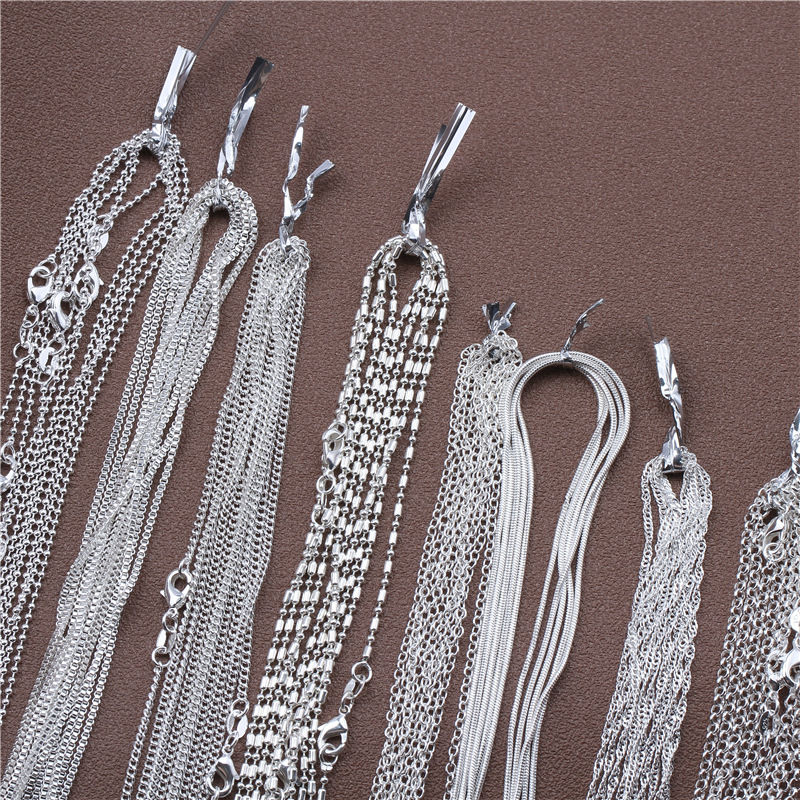 Thumbnail: 1pcs 925 Sterling Silver 16-30 Inches Rolo Bead Figaro Chain Necklace for Men Wo