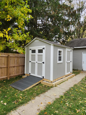 Gray shed with ramp