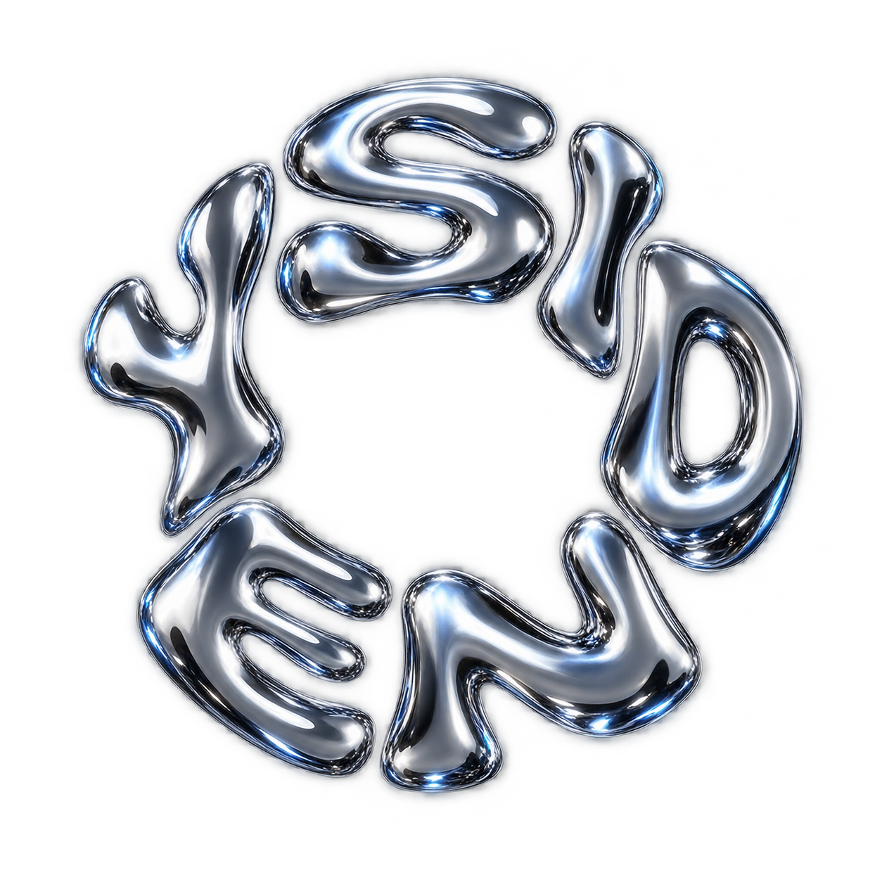 Chrome bubble letters spelling SYDNEY in a circle