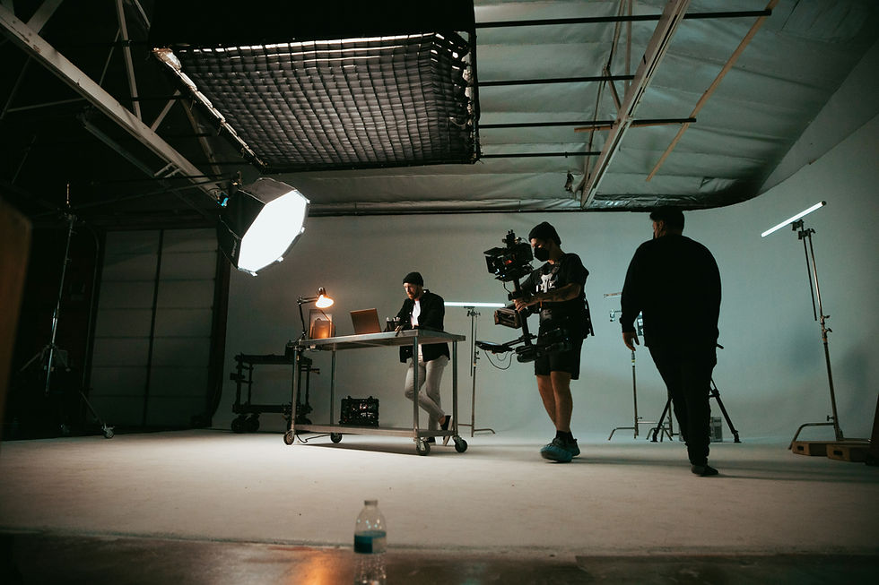 Film crew shooting a video in a studio