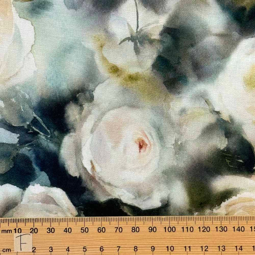 watercolour floral printed linen dress fabric