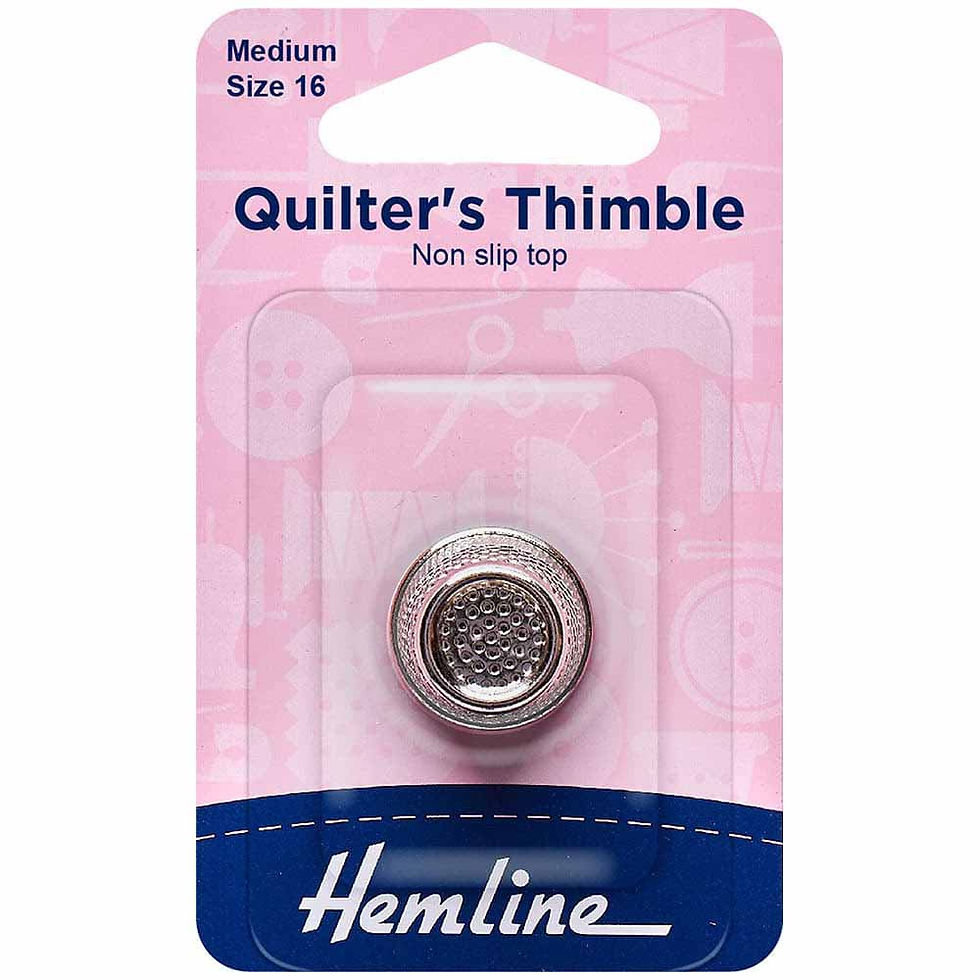 Hemline Quilter's Thimble, medium size 16, non-slip top.