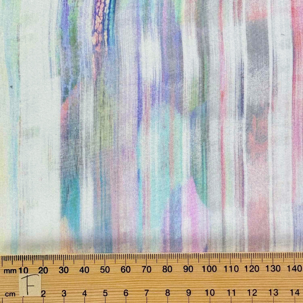 Niagra NATURAL printed silk chiffon with watercolor stripes