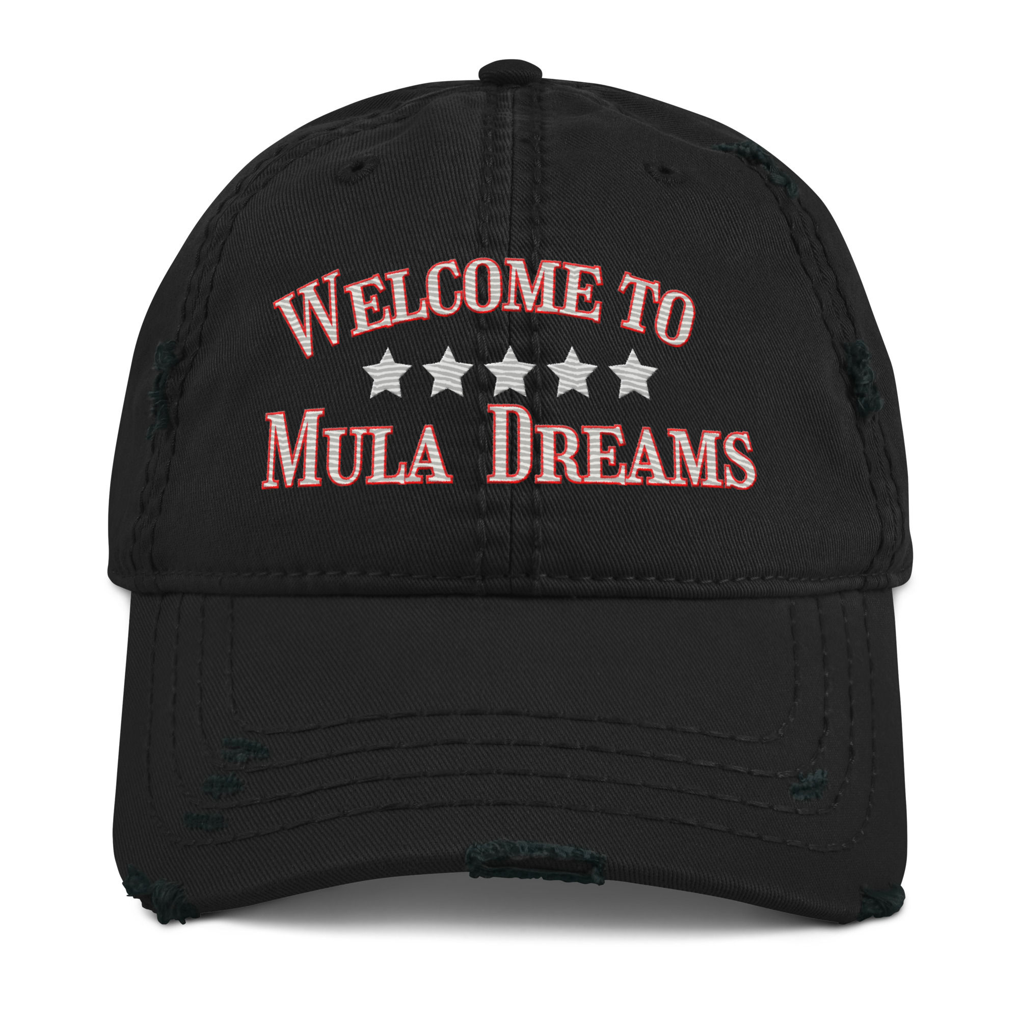 Black/Red (WTMD) Distressed Hat