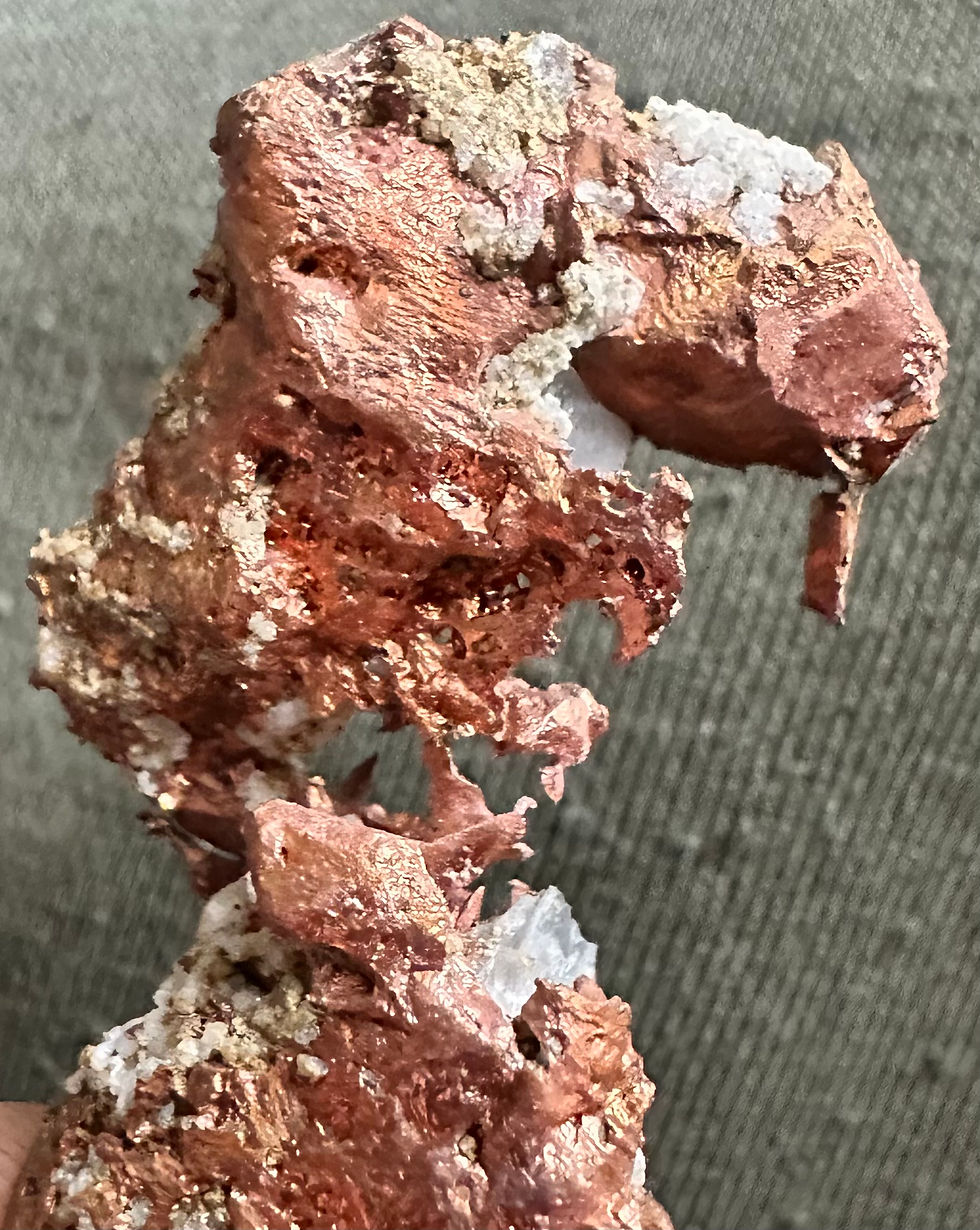 Thumbnail: Sharp Cryatallized Copper w Calcite Cryatals - Keweenaw, Michigan