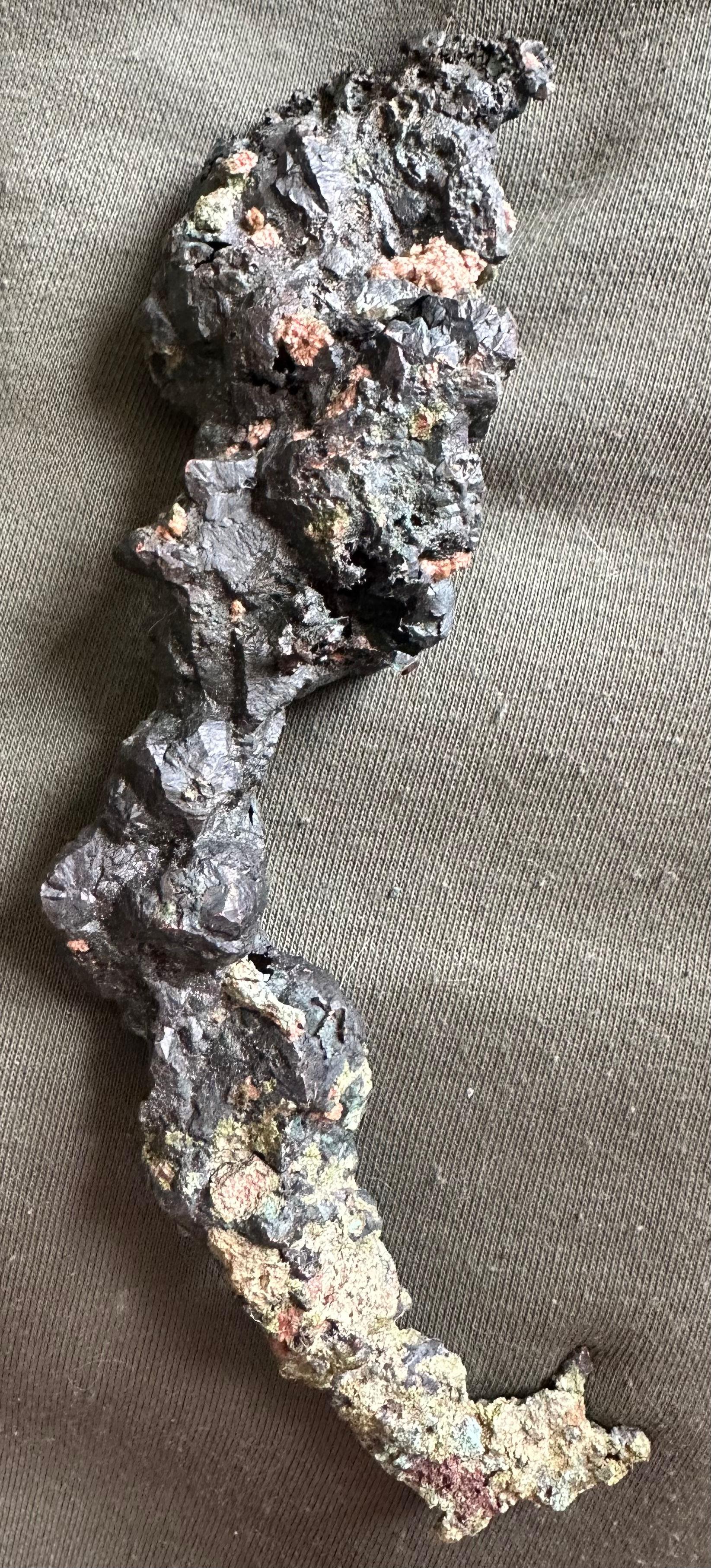7.5 Inch Black Tenorite Coated Copper Crystal Group - Adventure Mine, Michigan 