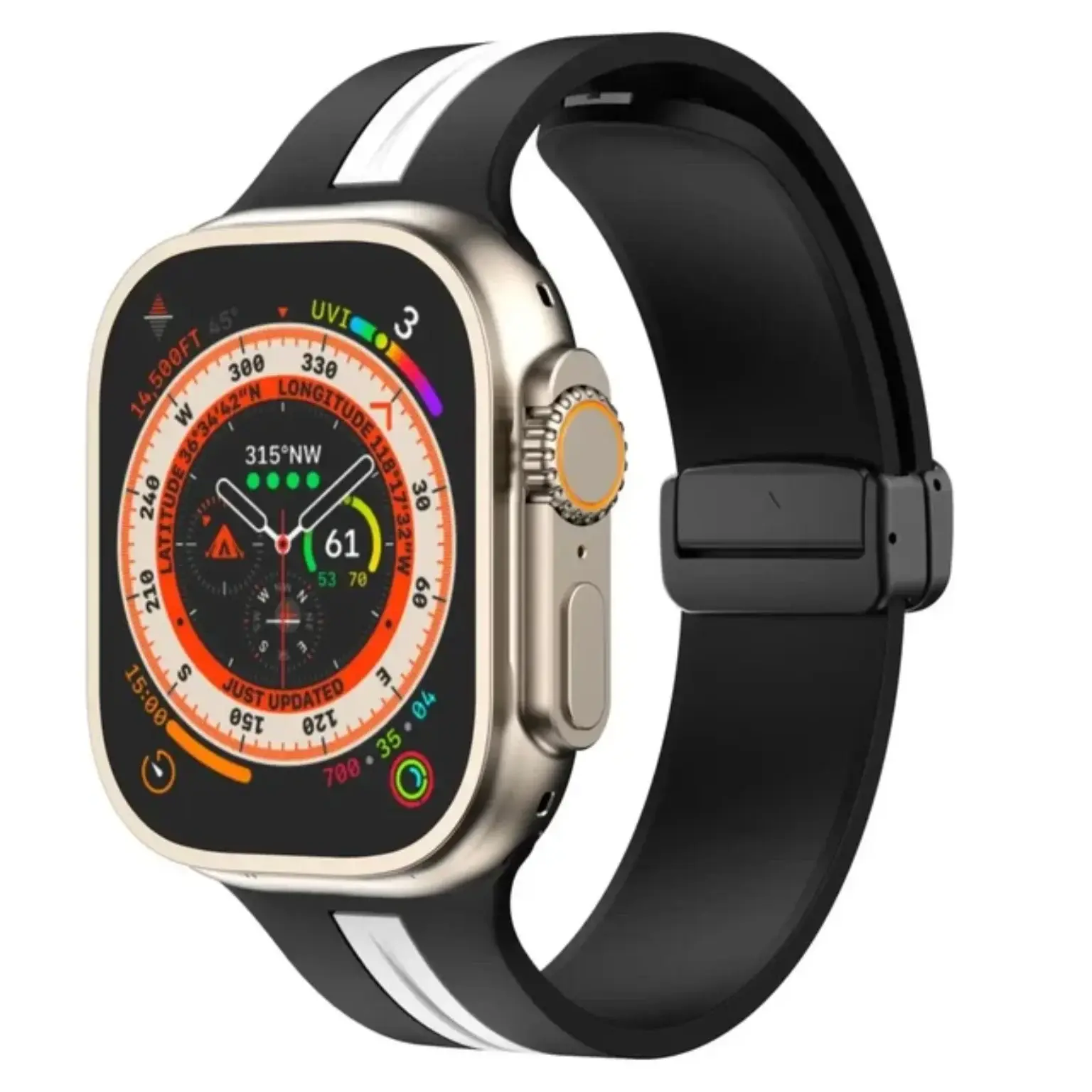 Black/White Magnetic Buckle Sport Band
