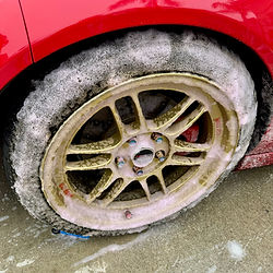 Wheels being cleaned