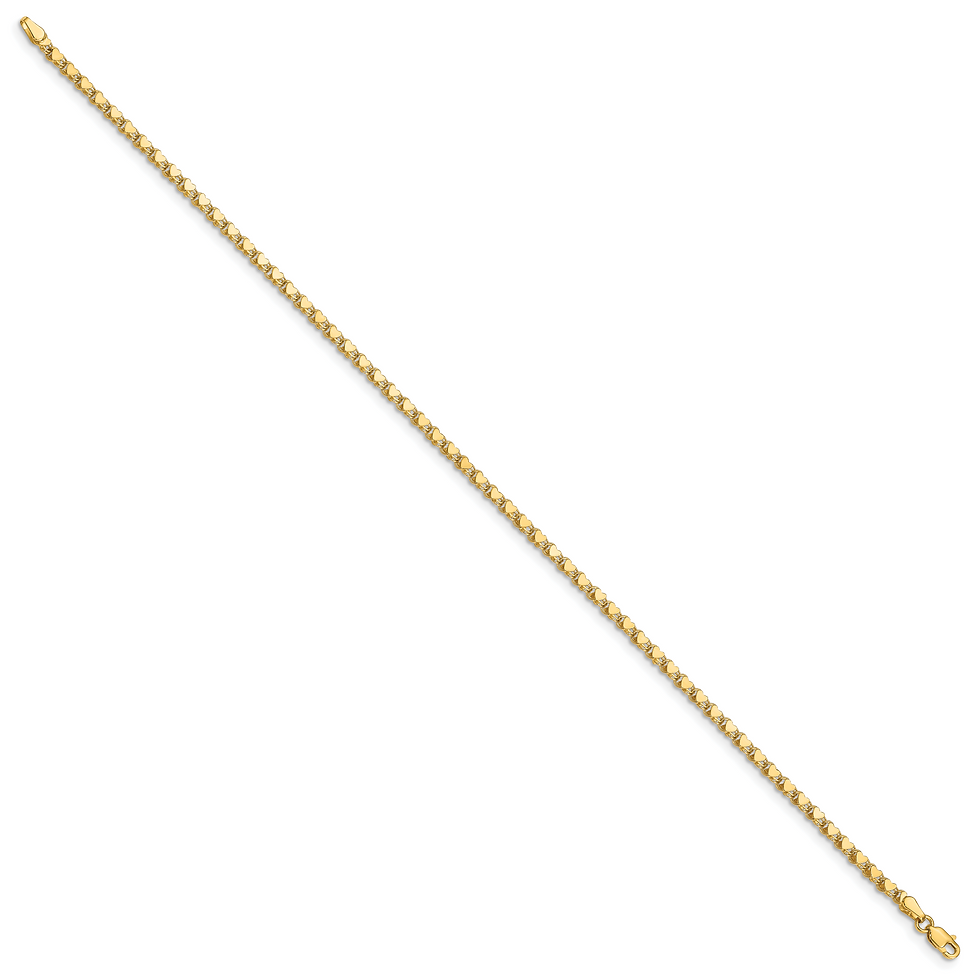 Thumbnail: 14k Double-Sided Heart 10in Anklet
