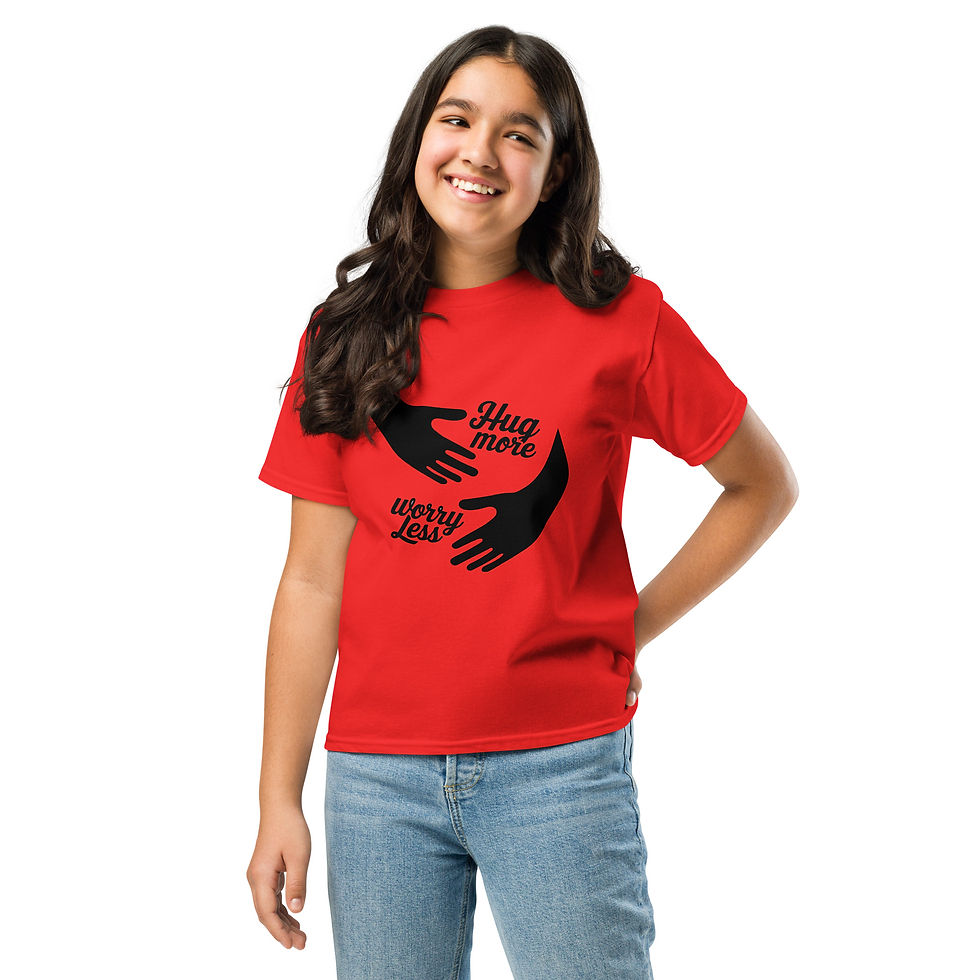 Thumbnail: "Hug More Worry Less" Classic Tee – Soft Cotton T-Shirt for Comfort & Style