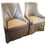 Thumbnail: Pair of Taupe Leather, Skirted Slip-Covered Verellen Chairs on Casters