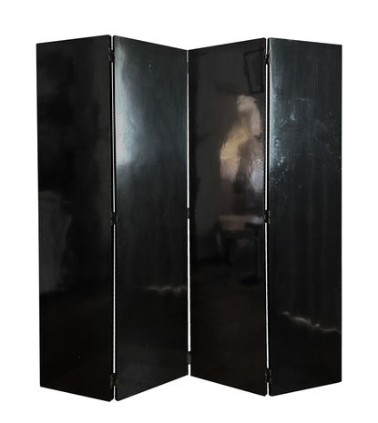 Rare Parisian Lacquered Screen, Black, Pattern, Glam, Decorative Objects, Accessories, Room Divider, Copper