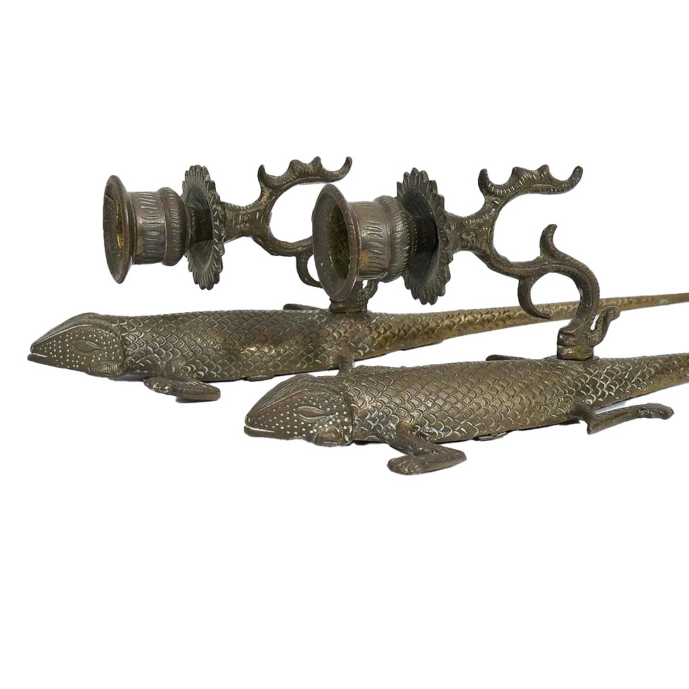 Thumbnail: Found Pair of Etched Brass Lizards