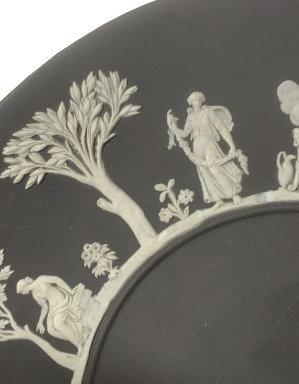 Thumbnail: Vintage Black and White Wedgwood Plate with Greek-Roman Relief C.1969