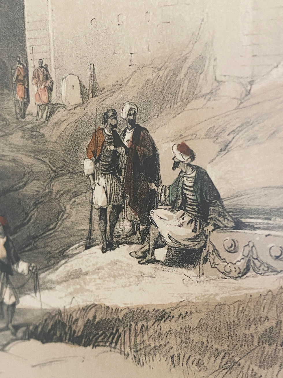 Thumbnail: Set of Framed Etchings of "Damascus" and "Wells of Moses"