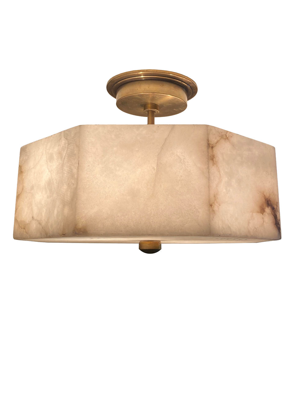 Thumbnail: Octagonal Alabaster & Brass Semi-Flush Ceiling Light