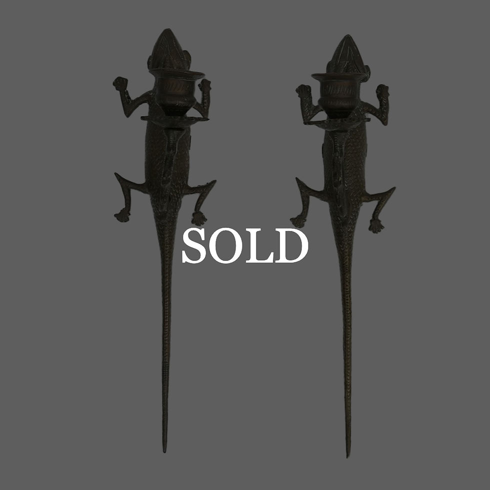 Thumbnail: Found Pair of Etched Brass Lizards