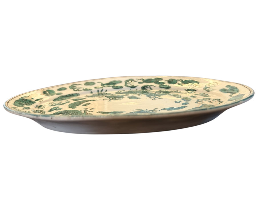 Thumbnail: Antique Green-and-White Japanese Dragon Plate with Artist Embossed Stamp Marking