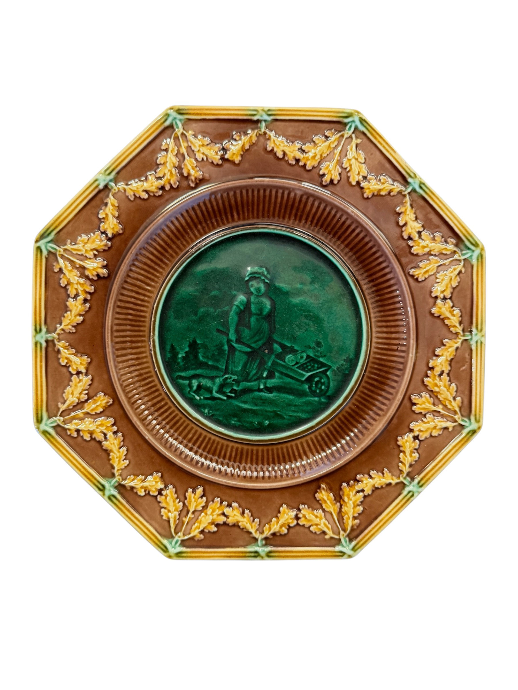 Antique 1867 Wedgwood Tremblay  Majolica Plate Girl owned by André Leon Talley