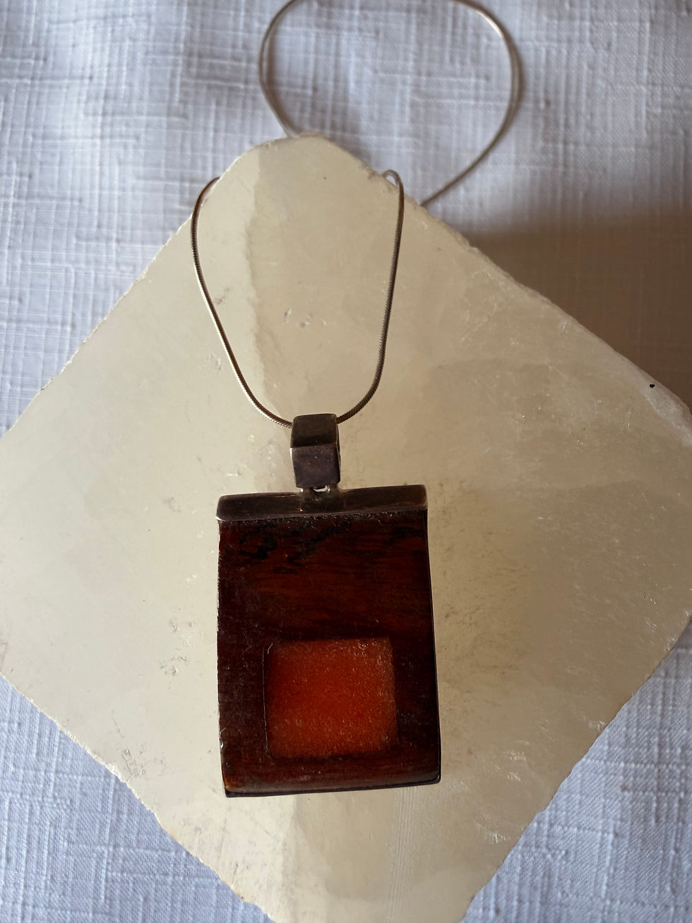 Thumbnail: Rectangular rosewood and resin pendant 